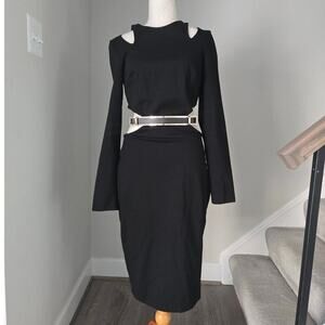 NWT Bebe Oselot LS Cutout Belted Long Sleeve Dress Size M